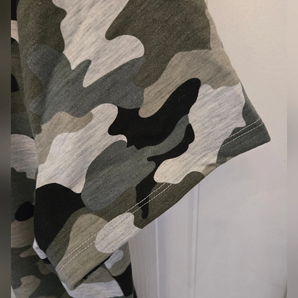 XXL Ricki's Green Beige Grey Black  Camouflage V-Neck T-Shirt Dress Tunic - Picture 6 of 7
